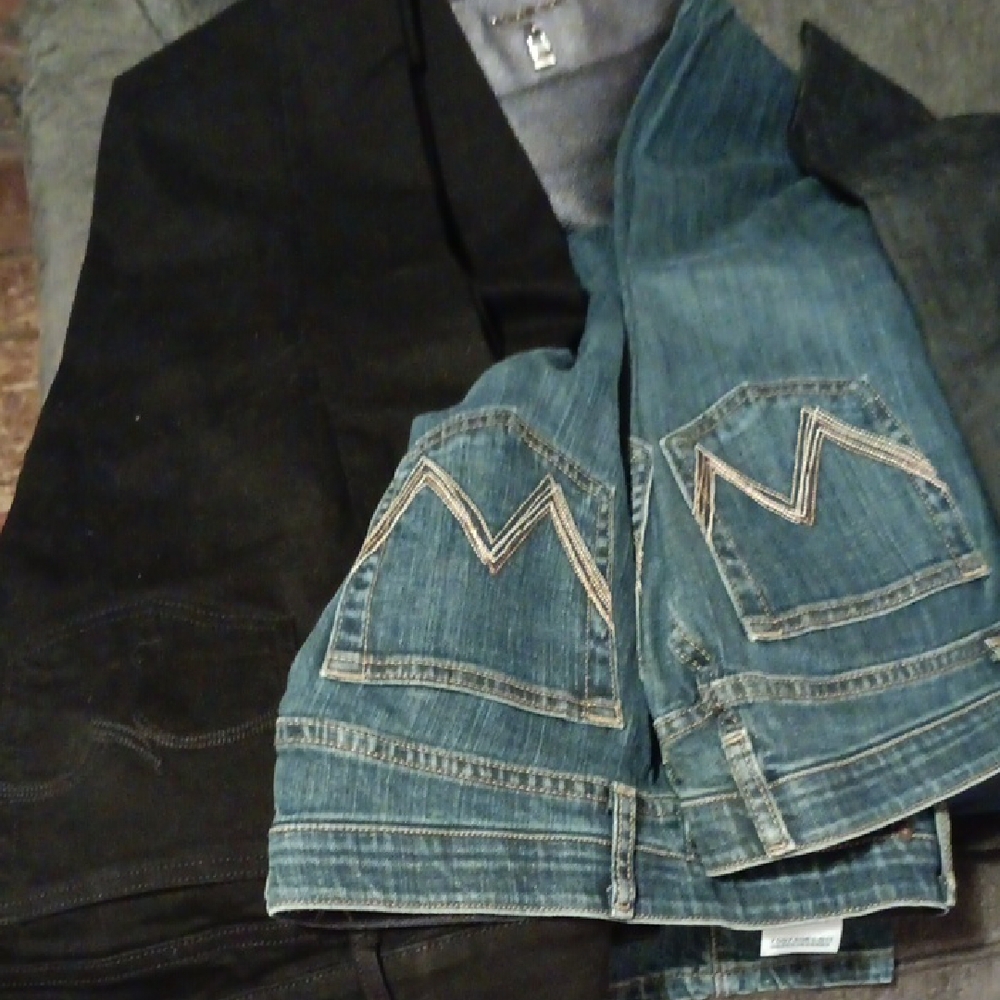 Black Boot Cut Jeans with M Pattern